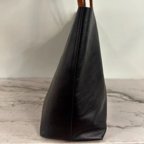 EUC Madewell Large Transport Black & Saddle Brown Leather Tote Bag Carryall - Picture 4 of 6